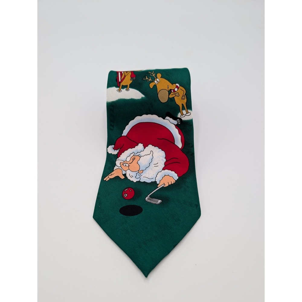 VTG Hallmark Yule Tie Greetings Novelty Necktie Golfing Santa Golf Christmas